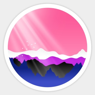 Genderfluid Sunrise Mountains Landscape Sticker